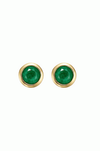 Load image into Gallery viewer, Round Emerald Stud Earrings