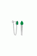 Load image into Gallery viewer, Teardrop Emerald Chain Earrings