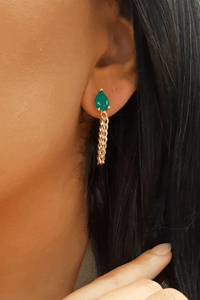 Teardrop Emerald Chain Earrings
