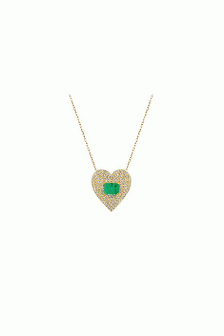 Emerald CZ Heart Necklace