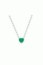 Load image into Gallery viewer, Emerald Heart Diamondette Chain Necklace