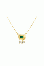 Load image into Gallery viewer, Emerald Shaker Half Moon Necklace