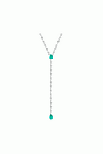 Load image into Gallery viewer, Emerald and Diamondette Lariat Necklace