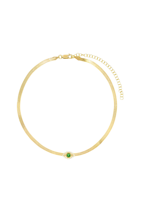 Evil Eye Herringbone Necklace