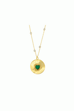Load image into Gallery viewer, Heart Shaped Emerald Medallion Necklace