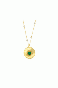 Heart Shaped Emerald Medallion Necklace