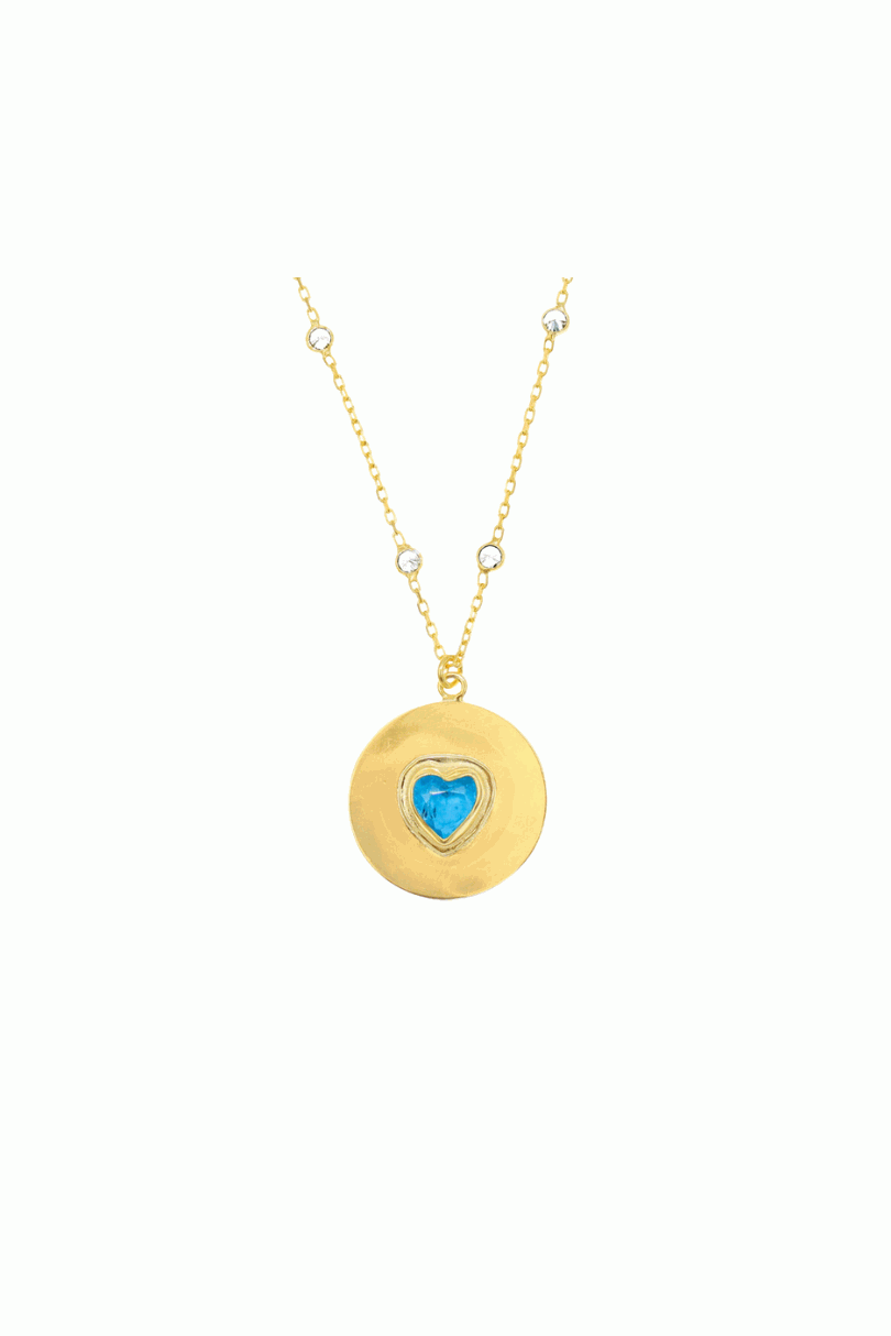 Heart Shaped Paraiba Medallion Necklace