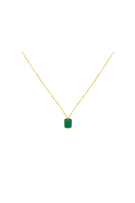 Rectangle Emerald Pendant Necklace