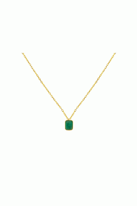 Rectangle Emerald Pendant Necklace