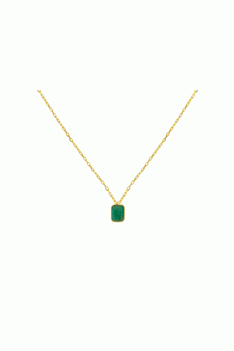 Rectangle Emerald Pendant Necklace