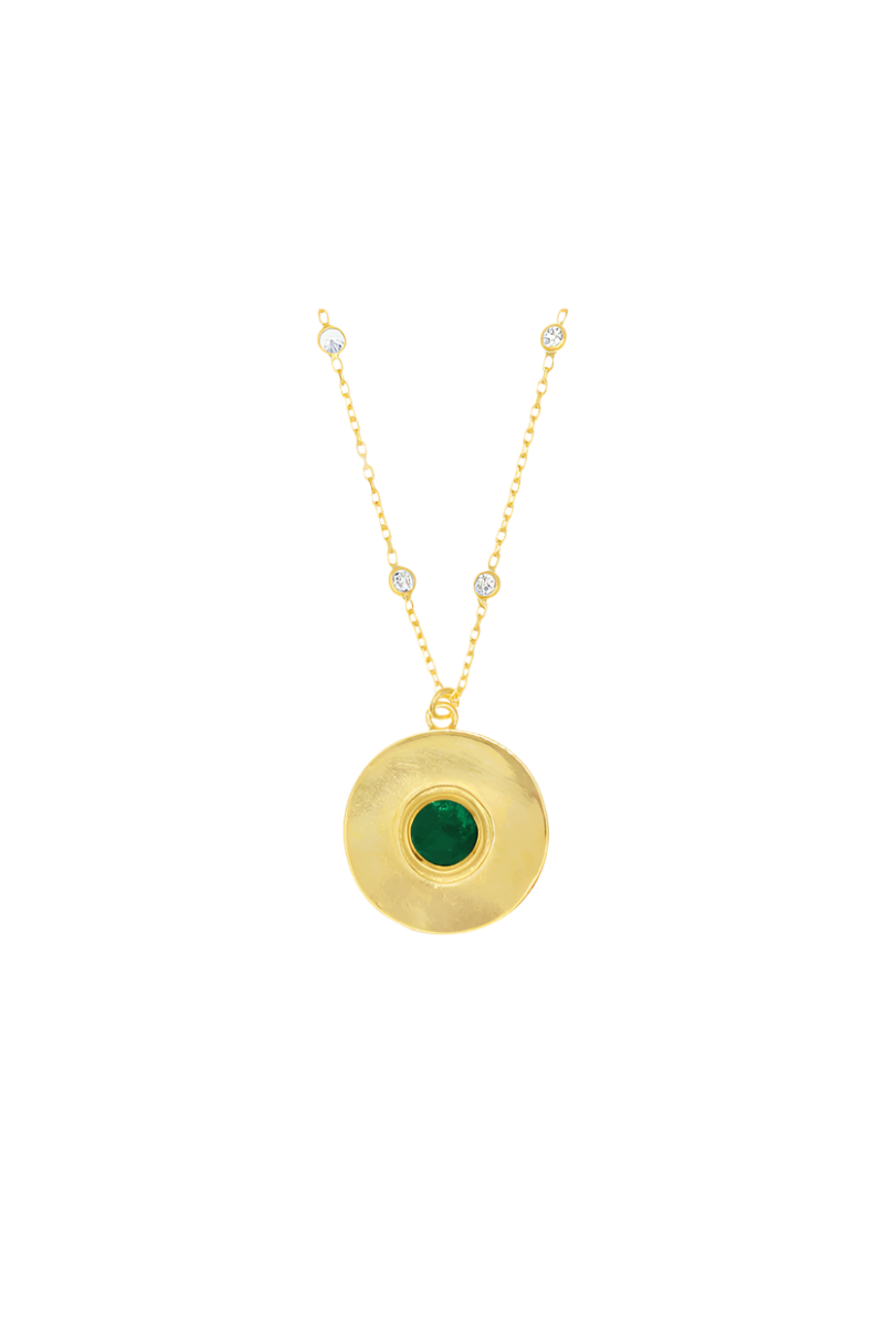 Round Emerald Medallion Necklace