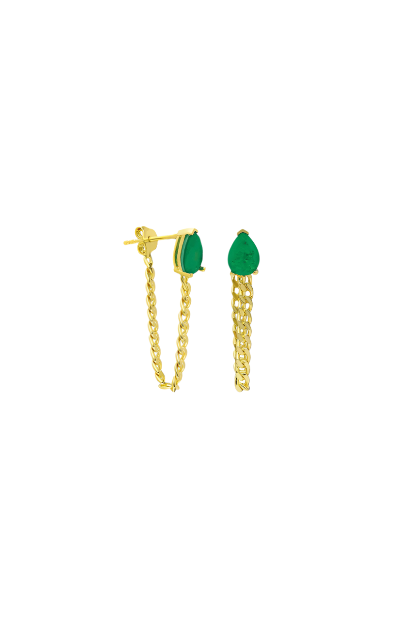 Teardrop Emerald Chain Earrings