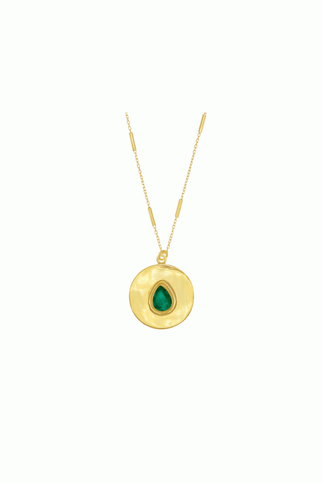 Teardrop Emerald Medallion Necklace