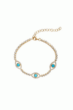 Load image into Gallery viewer, Turquoise Evil Eye Tennis Bracelet