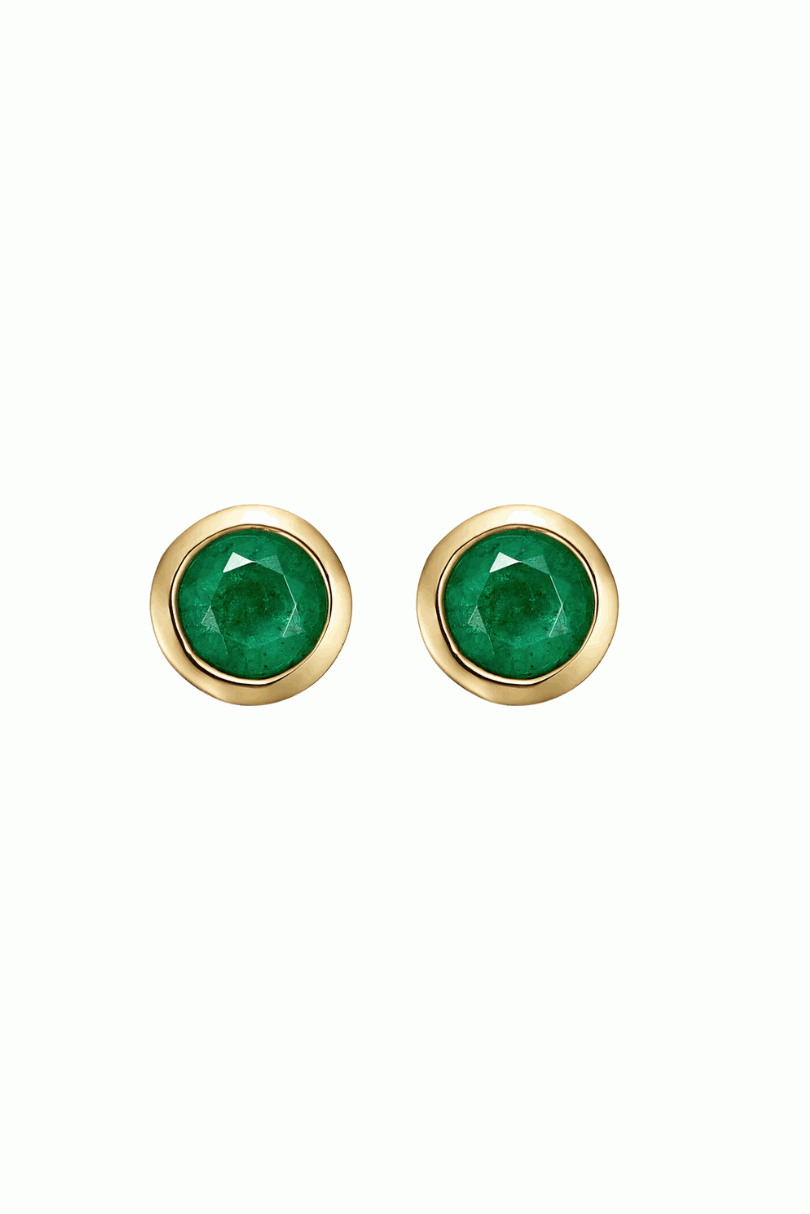 Round Emerald Stud Earrings