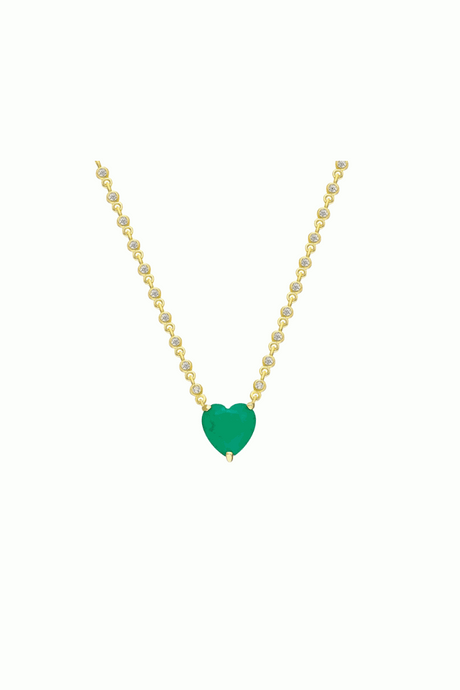 Emerald Heart Diamondette Chain Necklace