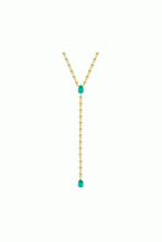 Load image into Gallery viewer, Emerald and Diamondette Lariat Necklace