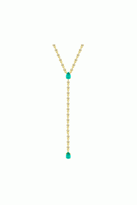 Emerald and Diamondette Lariat Necklace
