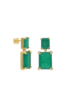 Load image into Gallery viewer, Double Emerald Drop Earrings