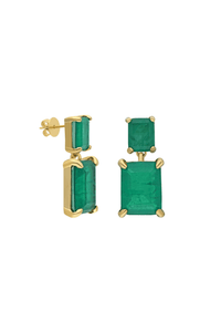 Double Emerald Drop Earrings