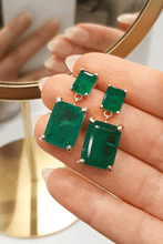 Load image into Gallery viewer, Double Emerald Drop Earrings