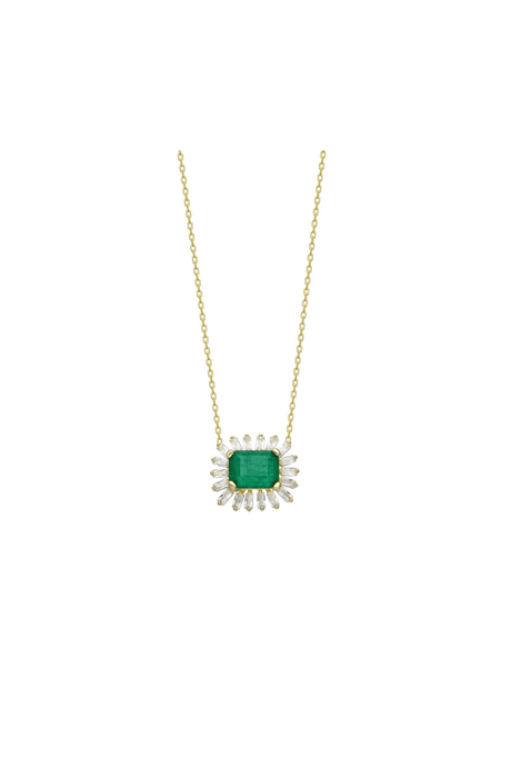Firework Baguette Emerald Necklace