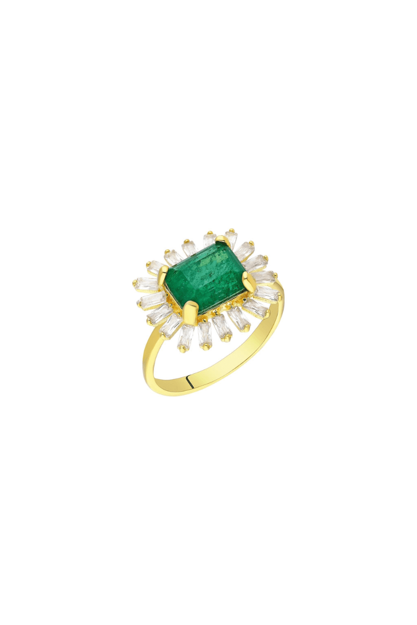 Firework Baguette Emerald Ring