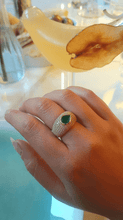 Load image into Gallery viewer, Teardrop Emerald Bomber Ring