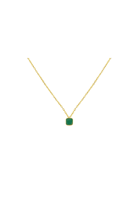 Square Emerald Pendant Necklace