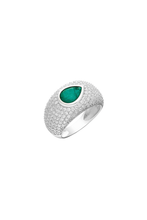 Load image into Gallery viewer, Teardrop Emerald Bomber Ring