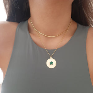 Emerald Star Coin Necklace