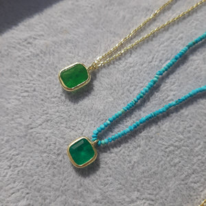 Rectangle Emerald Pendant Necklace