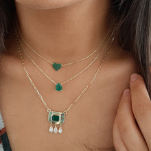 Load image into Gallery viewer, Emerald Shaker Half Moon Necklace