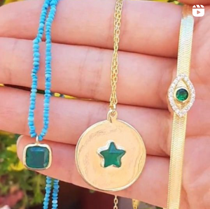 Emerald Star Coin Necklace