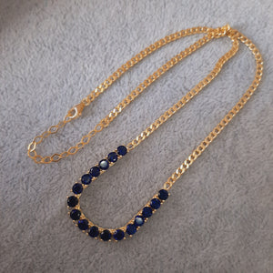 Tennis Style Link Necklace, Blue Alexis Daoud Jewelry