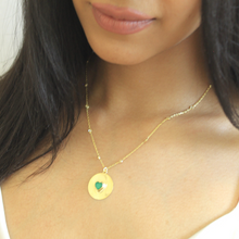Load image into Gallery viewer, Heart Shaped Emerald Medallion Necklace