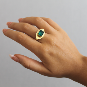 Marquise Halo Emerald Ring