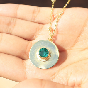 Round Emerald Medallion Necklace