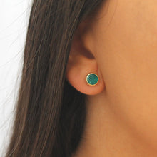 Load image into Gallery viewer, Round Emerald Stud Earrings