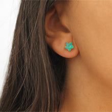 Load image into Gallery viewer, Star Emerald Stud Earrings